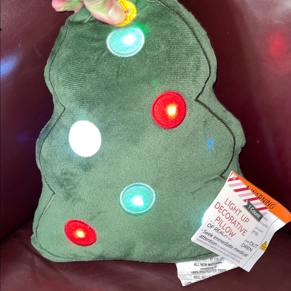 Always First brand light-up Christmas tree accent pillow